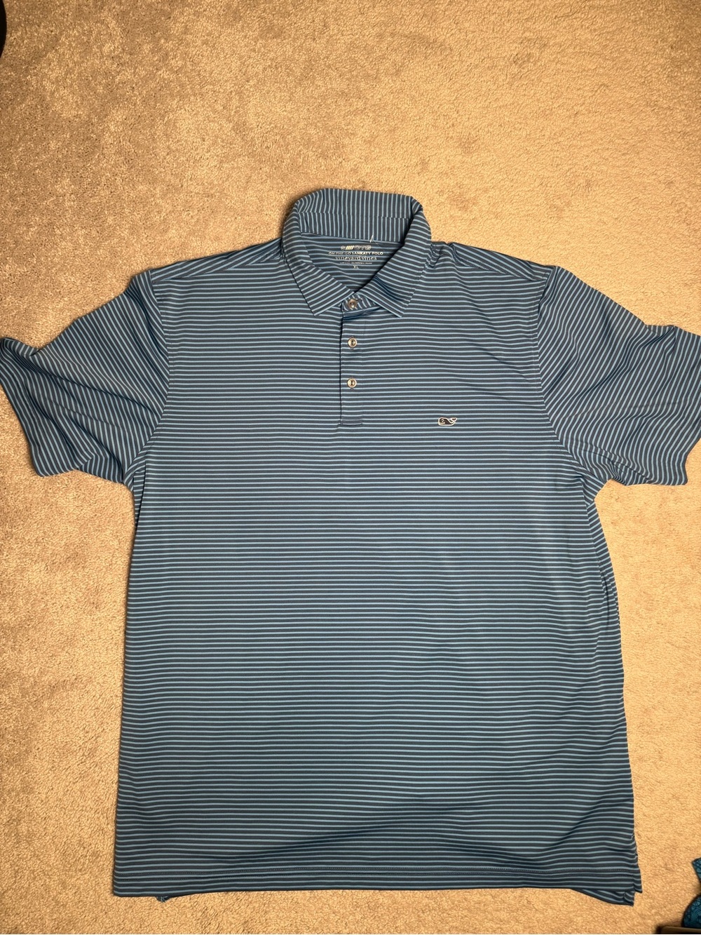 Vineyard Vines Light Blue and White Striped Polo